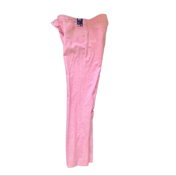 Pink Stretch Linen Ankle Pants - Picture 2 of 5